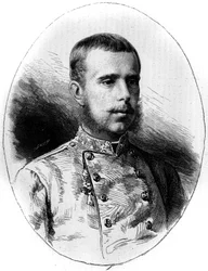 Portrét arcivévody Rodolfa Rakouského (1858-1889). Rytina G. Vuilliera v „“ Le Monde Illustré““ č. 1260 ze dne 21. května 1881.