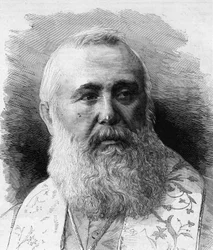 Portrét Charlese Lavigerie (1825-1892) Arcibiskup z Alžíru, kardinál primas Afriky. Rytina M.G. Vuilliera v „“ Le Monde Illustré““ č. 1323 z 5. srpna 1882.