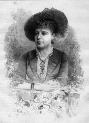 Portrét Rosity Mauri (1849-1923), španělské klasické tanečnice. Rytina od Vuilliera v „“ Le Monde Illustré““ č. 1237 z 11. prosince 1880.