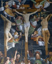 Ukřižování, detail z fresky Gaudenzio Ferrari (1475-1546), kostel San Cristoforo, Vercelli, Piemont, Itálie
