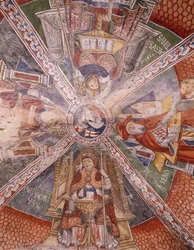 Doktoři církve, freska od Gaudenzio Ferrari (1475-1546), bazilika San Giulio, ostrov San Giulio, Orta San Giulio, Itálie