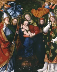 Madonna, dítě a svatí, 1516 (panel)