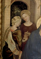 Klanění tří králů. Detail (malba