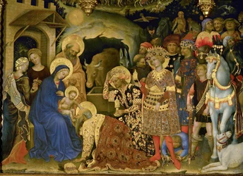 Klanění mudrců (tempera na dřevě)