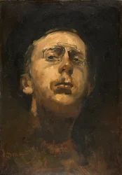 ""Autoportrait au pince-nez"" (Autoportrét s Pince-nez) Malba George Hendrika Breitnera (1857-1923) - cca 1882 - Olej na plátně - Rozměr 45x31 cm Gemeentemuseum Den Haag (Haag) Nizozemsko