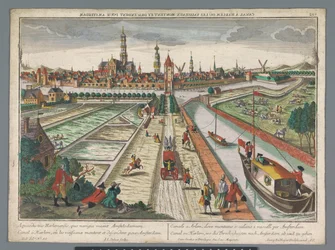 Pohled na Amsterdamský kanál v Haarlemu Canal zu Harlem, st. Threckschuijten po Amsterdamu ab und zu gehen (název na objektu) Haarlem (název série)