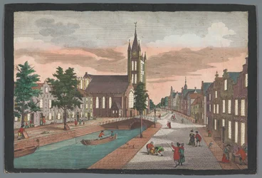 Pohled na starý kostel v Delftu Prospect der Alten Kirche, der Stadt Delft (název na objektu)