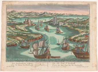 Pohled na úžinu Dardanely Prospect der Meer-Enge bey den Dardanellen (název na objektu) Dardanely (název série)