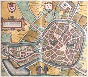Bergen, Norsko, v "Civitates Orbis Terrarum" od Georga Brauna, Kolín nad Rýnem 1617