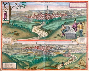 Čáslav (Čechy) - Chomutov, Česká republika - v "Civitates Orbis Terrarum" Georga Brauna, Kolín nad Rýnem 1617