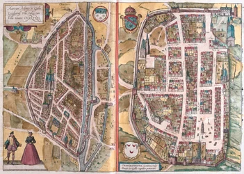 Chartres, Francie, v "Civitates Orbis Terrarum" od Georga Brauna, Kolín nad Rýnem 1617,