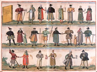 Kostýmy pro muže a ženy - v "Civitates Orbis Terrarum" od Georga Brauna, Kolín nad Rýnem 1617