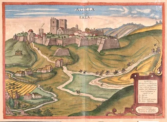 Eger, Maďarsko - v knize "Civitates Orbis Terrarum" od Georga Brauna, Kolín nad Rýnem 1617