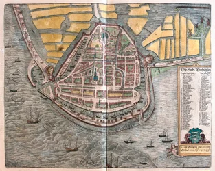 Enkhuizen, Nizozemsko - v knize "Civitates Orbis Terrarum" od Georga Brauna, Kolín nad Rýnem 1617