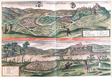 Esztergom, Maďarsko - v "Civitates Orbis Terrarum" od Georga Brauna, Kolín nad Rýnem 1617