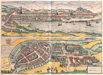 Flensburg - Itzehoe, Německo - v "Civitates Orbis Terrarum" od Georga Brauna, Kolín nad Rýnem 1617