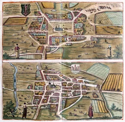 Heide a Meldorf, Německo - v "Civitates Orbis Terrarum" od Georga Brauna, Kolín nad Rýnem 1617