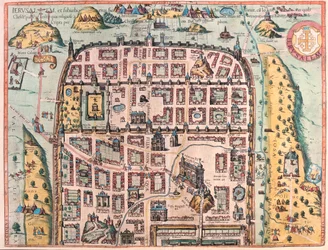 Jeruzalém, Izrael - v knize "Civitates Orbis Terrarum" od Georga Brauna, Kolín nad Rýnem 1617