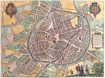 Mechelen, Belgie, v "Civitates Orbis Terrarum" od Georga Brauna, Kolín nad Rýnem 1617