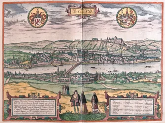 Pasov, Německo - v "Civitates Orbis Terrarum" od Georga Brauna, Kolín nad Rýnem 1617