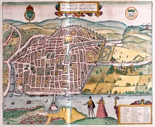 Rouen - Francie, v "Civitates Orbis Terrarum", Georg Braun, Kolín nad Rýnem 1617