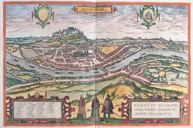 Salcburk, Německo - v "Civitates Orbis Terrarum" od Georga Brauna, Kolín nad Rýnem 1617