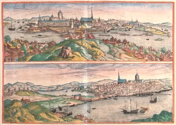 Stockholm, Švédsko - v "Civitates Orbis Terrarum" od Georga Brauna, Kolín nad Rýnem 1617