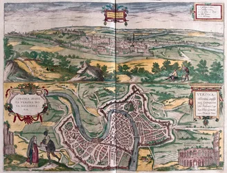 Verona, Itálie - v "Civitates Orbis Terrarum" od6 Georga Brauna, Kolín nad Rýnem 1617