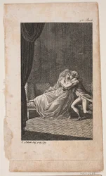Ilustrace s milující pár
