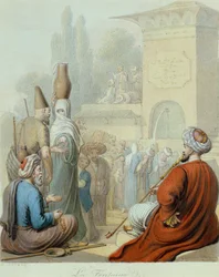 Konstantinopolská fontána (tužka a akvarel)