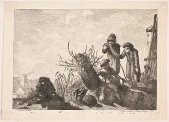 Tři farmáři v krajině
