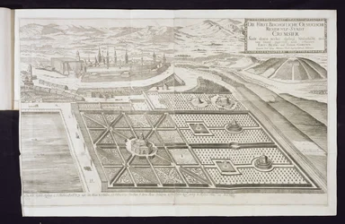 Nové zahrady v Cremsier, rezidenci prince-biskupa, publikované kolem roku 1700