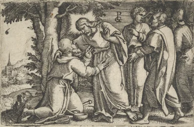 Kristus uzdravuje malomocného, z Příběhu Krista, 1534-35.