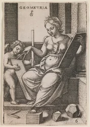 Geometrie, z cyklu "Svobodná umění", asi 1541 (rytina)