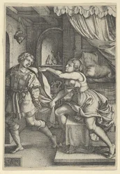 Josefa a Potifarova žena, z Příběhu o Josefovi, 1546.