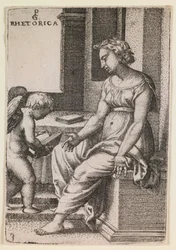 Rhetorica, z cyklu "Svobodná umění", asi 1541 (rytina)