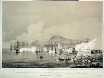 Bitva u Sinopu 30. listopadu 1853 (litografie)