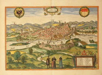 Mapa Halle an der Saale z Civitates Orbis Terrarum od Georga Brauna