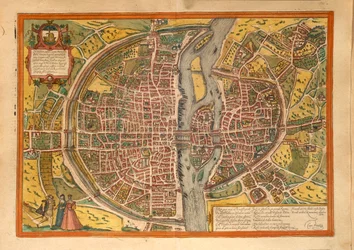 Mapa Paříže ze Spojených států amerických od Georga Brauna
