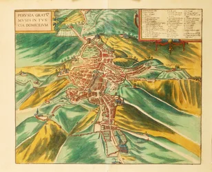 Mapa Perugie ze Spojených států amerických od Georga Brauna