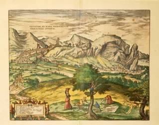 Mapa Terracina, region Lazio z mapy světa od Georga Brauna