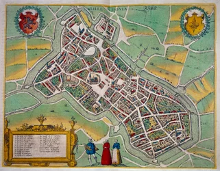 Mapa města Lille z knihy "Civitates Orbis Terrarum" Georga Brauna (1541-1622) a Franse Hogenberga (1535-1590) Kolem 1572-1617. paříž, B.N.