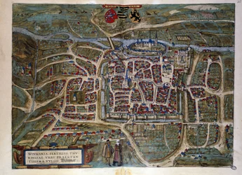 Mapa německého města Výmar. Rytina z atlasu Brauna a Hogenberga z roku 1572.