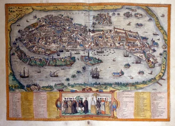 Pohled na Benátky z Atlasu „Civitates Orbis Terrarum“ od Brauna a Hogenberga