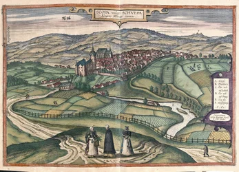 Zschopau, Sasko, Německo (rytina
