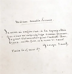 Dopis George Sandové (Aurore Dupin, Baronne Dudevant) (1804-1876) madame Amalia Ferraris, Paříž 19. března