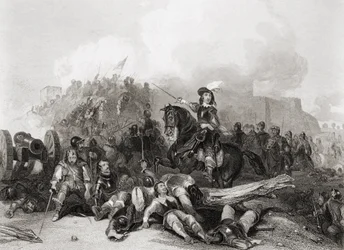 The Storming of Bristol, 26. července 1643, vyryl J.C. Varrall (rytina)