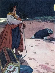Poklad je pohřben Ilustrace z „Knihy pirátů“ od George Alberta Williamse (1875-1932) 1914