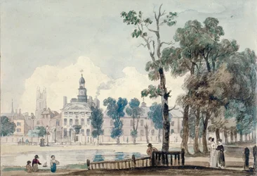 Vnější pohled na starou nemocnici Bethlehem, Moorfields, City of London, 1811