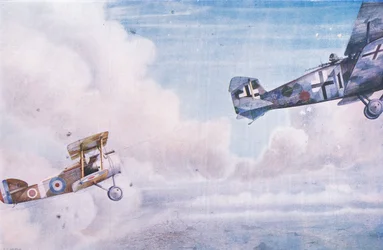 Souboj s Aerielem: Slepá skvrna, z knihy Cassells History of the British People vydané nakladatelstvím Waverley Book Company Limited, cca 1940.